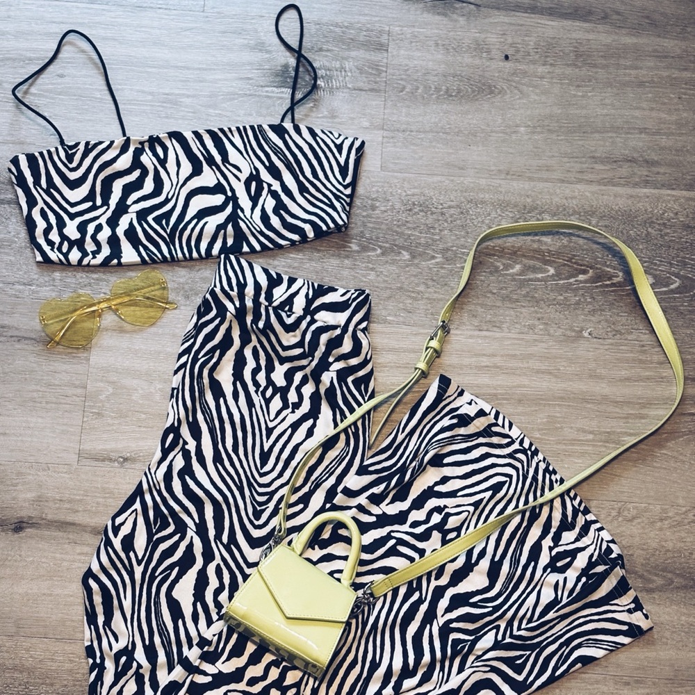 SHEIN Zebra Print Flare Pants Set